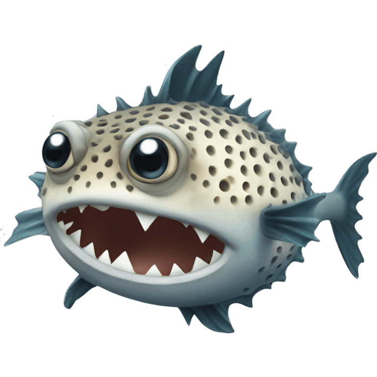 pufferfish with shark fins emoji