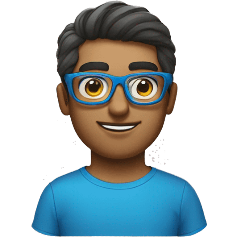 cto of a graphic design company with cool glasses and a blue tshirt emoji