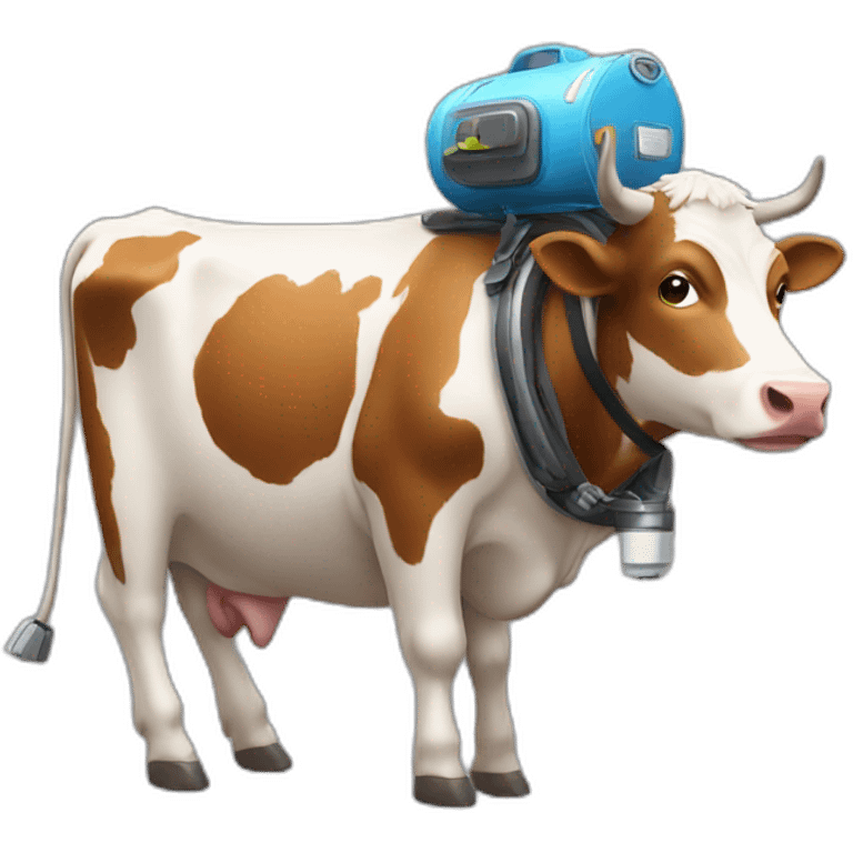 Cow with a jet pack emoji