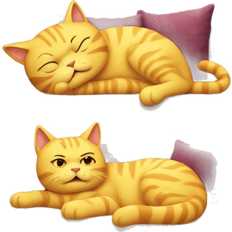 lazy yellow cat lie in sofa emoji