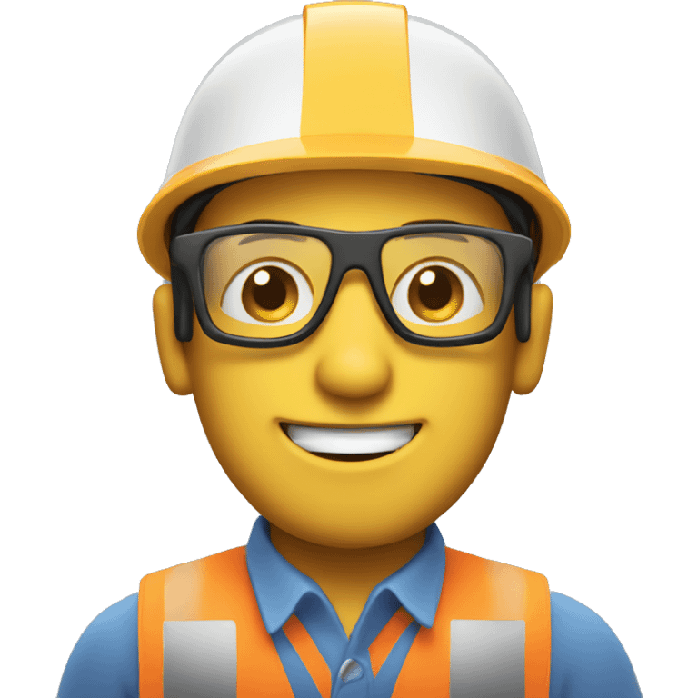 smiling man with safety helmet and glases emoji