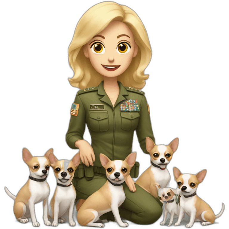 White lady with army of chihuahuas emoji