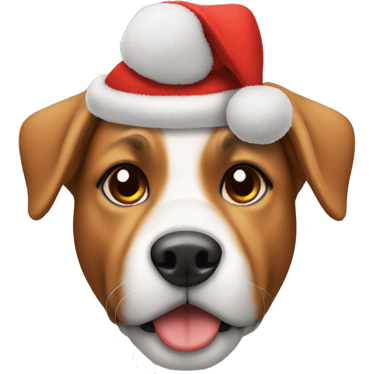 Dog wearing a Christmas hat emoji