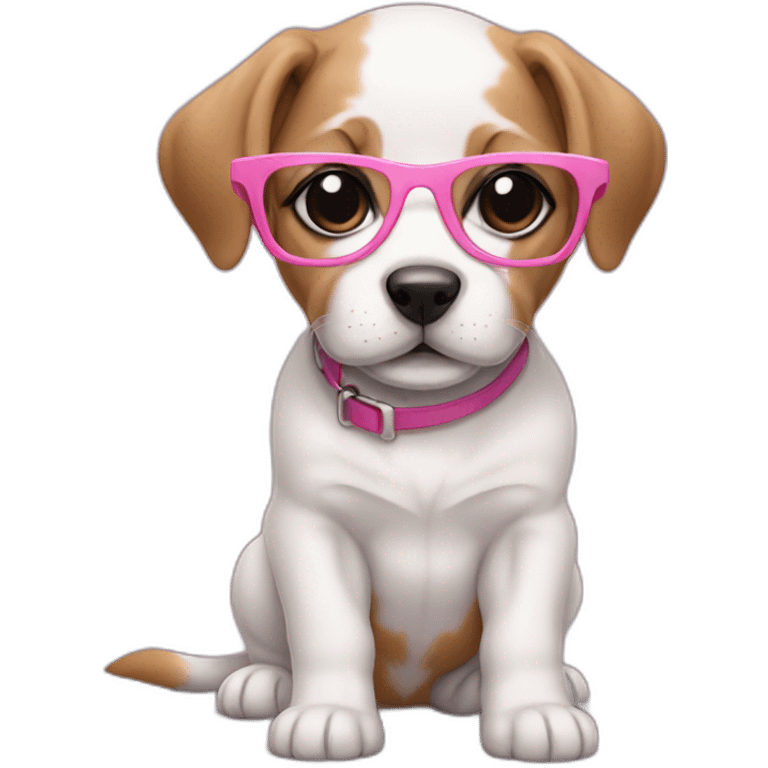 Puppy with pink glasses emoji