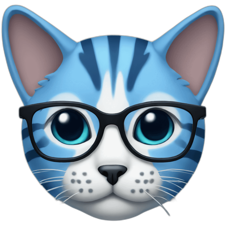 Blue striped cat with glasses emoji