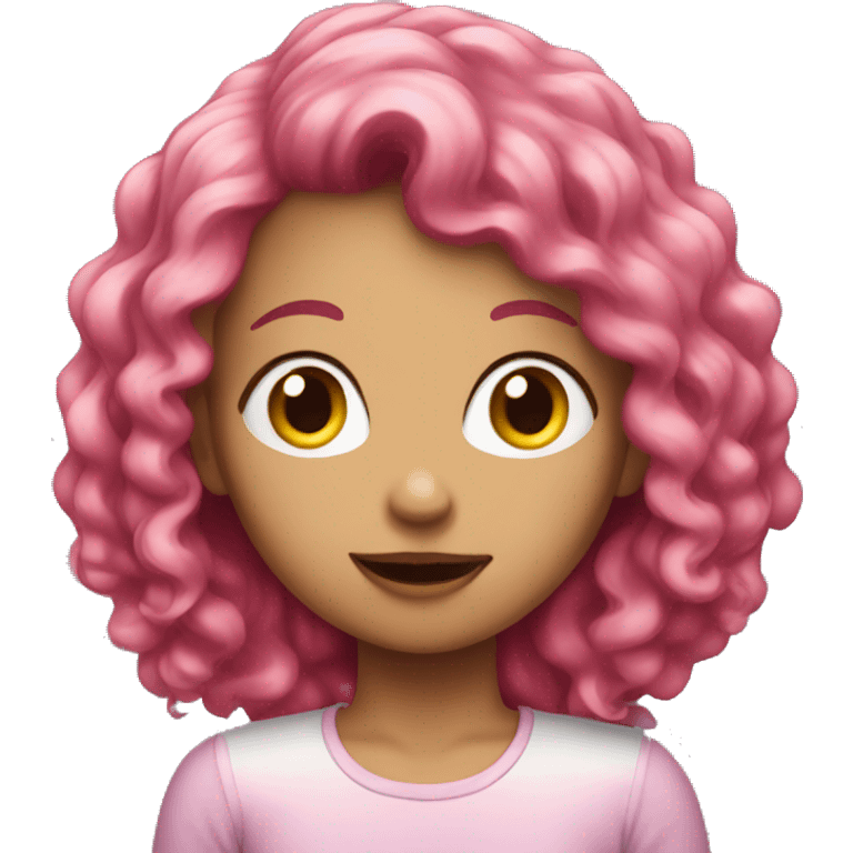 She has pink hair and no eat apples emoji