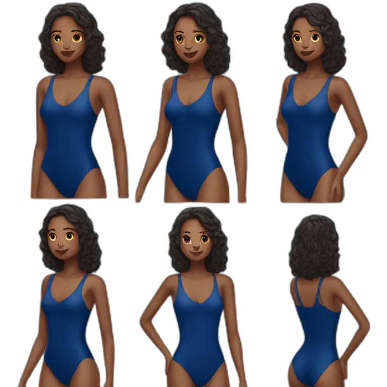 A clothing model, wear a deep blue One-piece swimsuit emoji