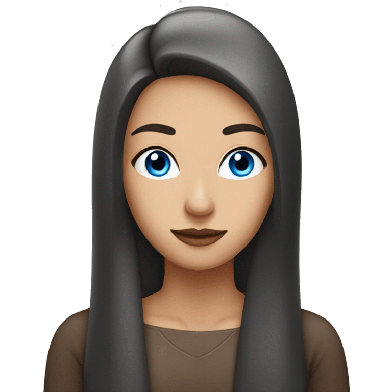 lady with blue eyes and dark brown long straight hair and a mole under her nose on the left emoji