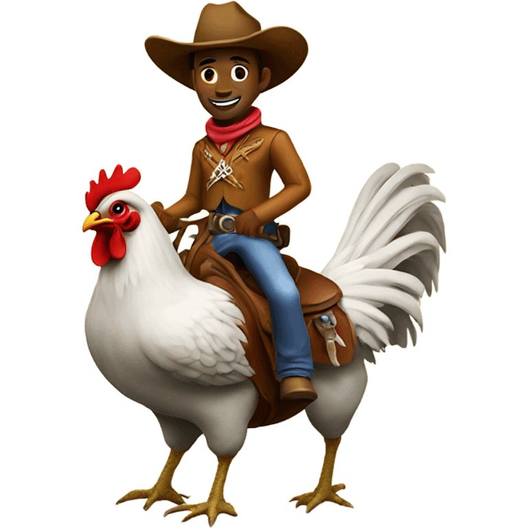 Cowboy riding a chicken emoji