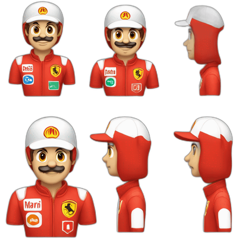 mario as ferrari formula one driver emoji