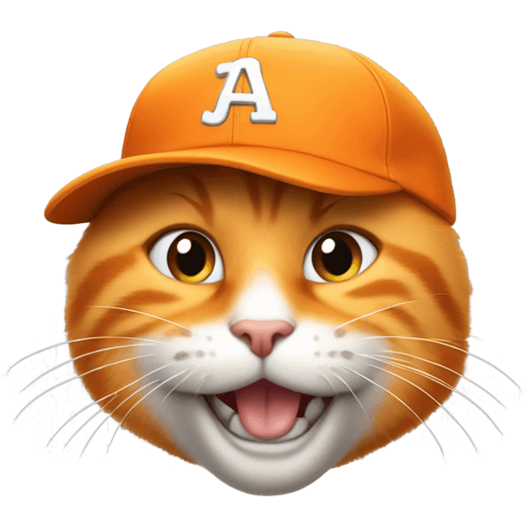 Happy Orange cat with a baseball hat emoji