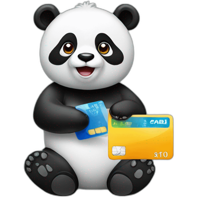 Panda with Bank card and phone emoji