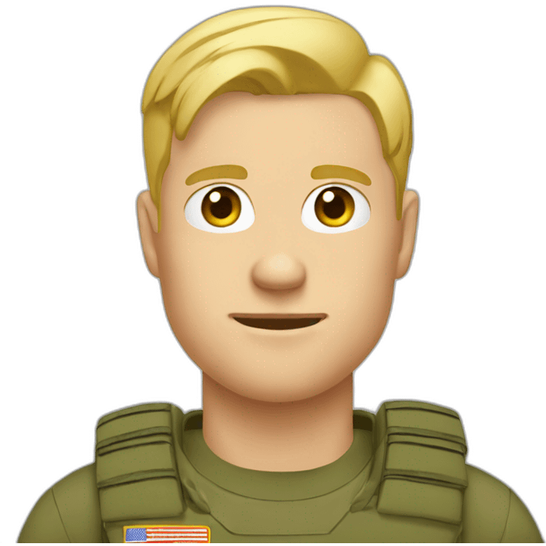 blond hair man in army t-shirt and nose pirsing emoji