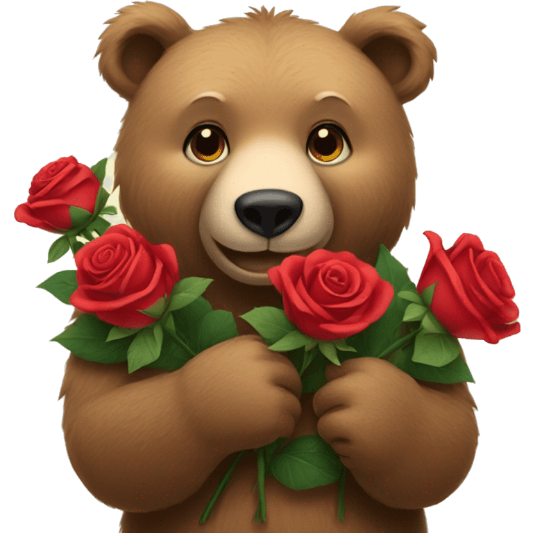 bear holding roses emoji