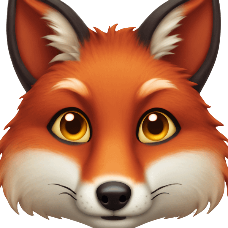 deep lush red fox face with tiny red heart instead of eyes emoji