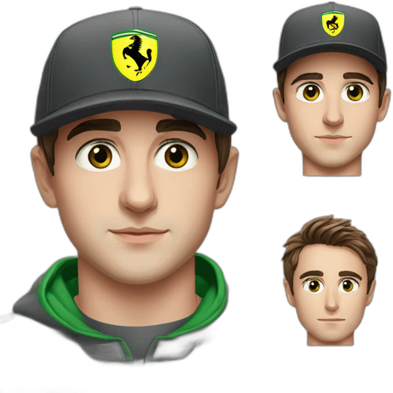 Charles Leclerc red hat ferrari green eyes emoji