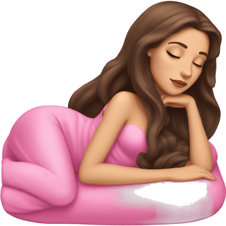 brunette Sleeping beauty girl with pink sphinx  emoji