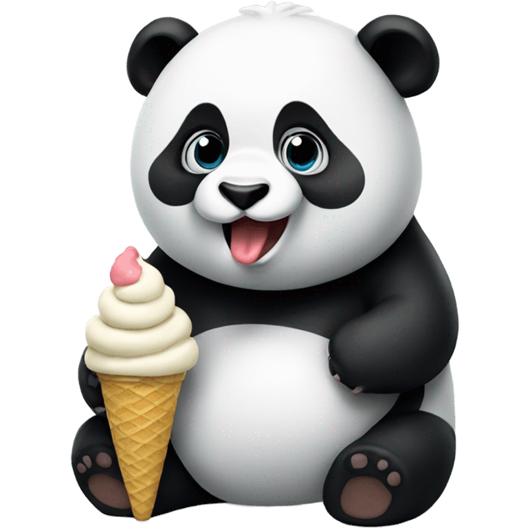 Panda eating ice cream emoji