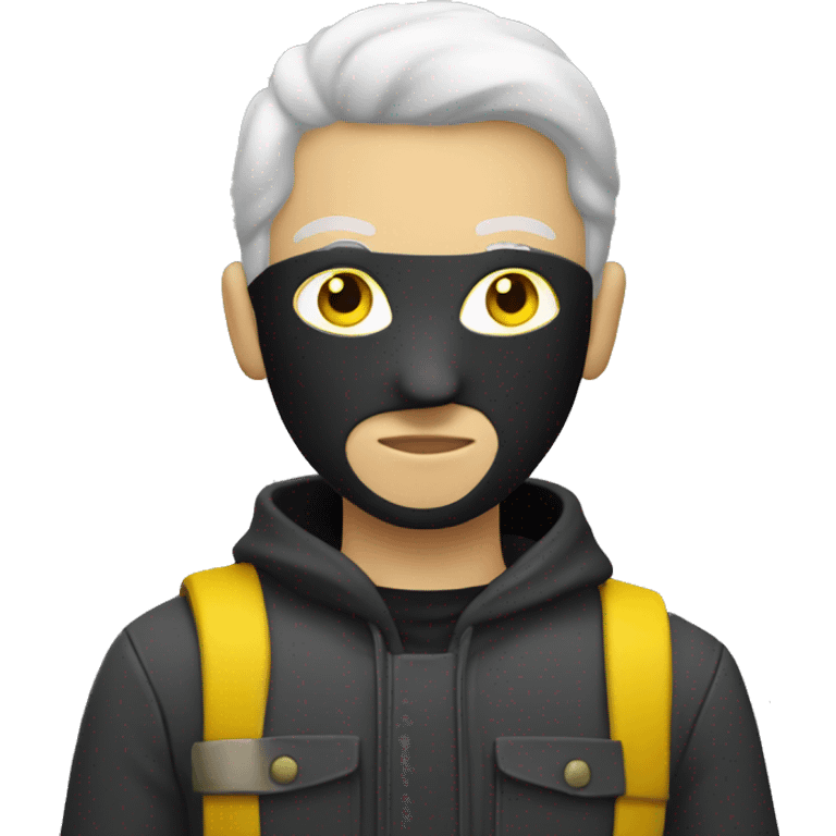 Robber with grey mask light skin yellow hair emoji