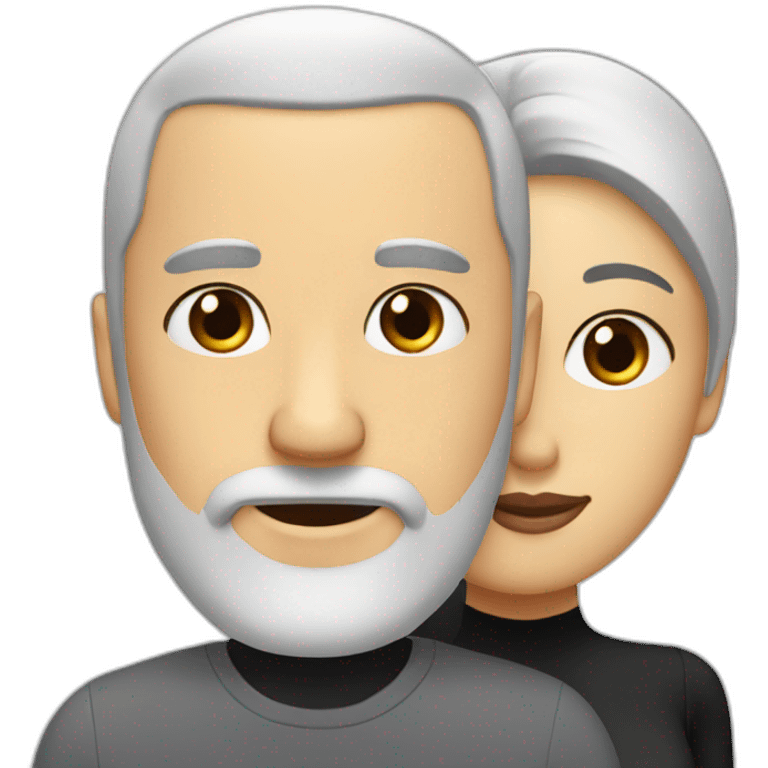 bald man with a gray beard and a thin woman with black hair emoji