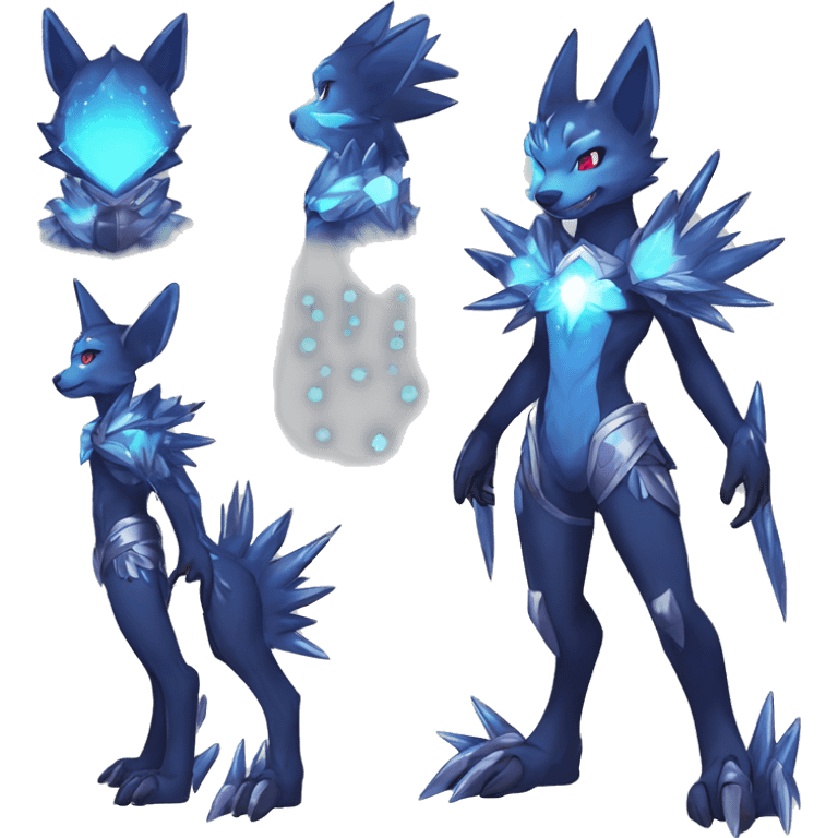 Shiny Anthro Sona Fakemon Nebula with a spiked collar Full Body emoji