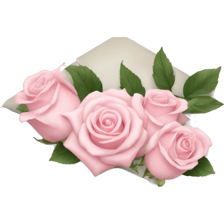 White envelope with light pink roses emoji