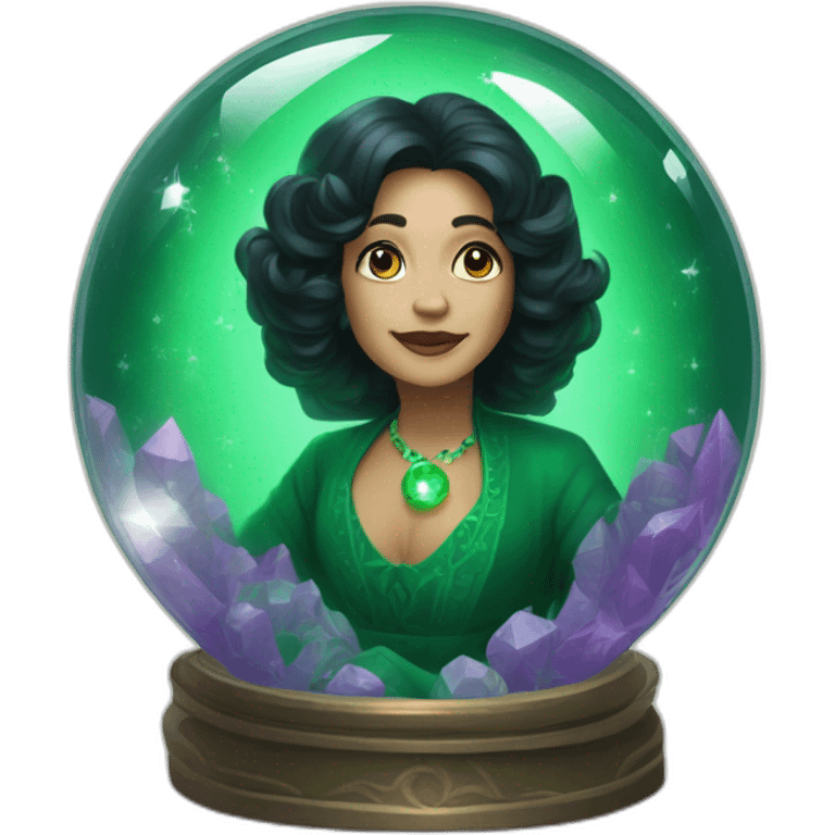 Madam Leota in a green floating Crystal ball emoji