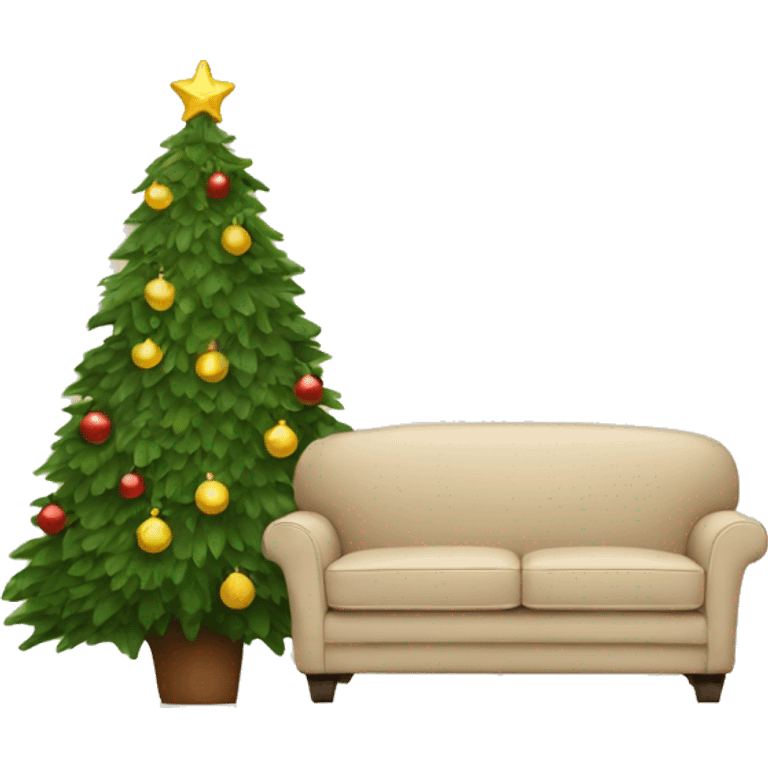 beige sofa and christmas tree emoji