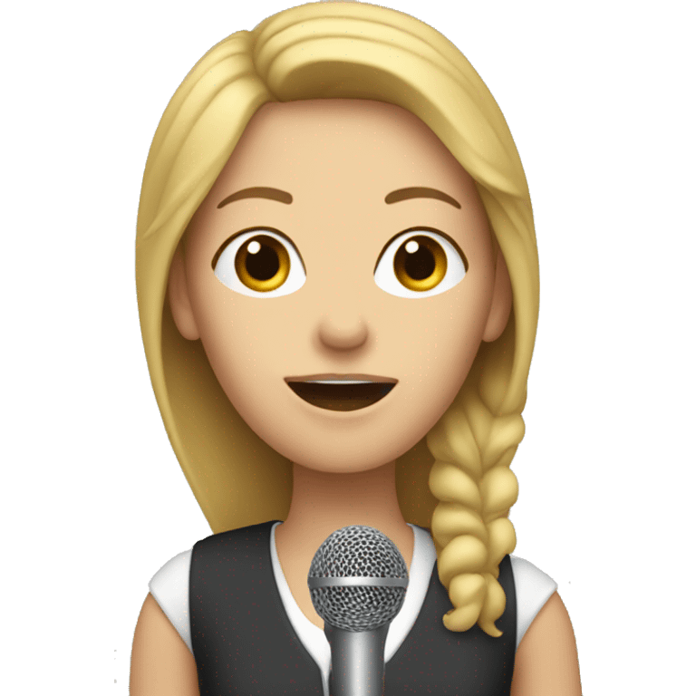 White Woman speaking into microphone emoji