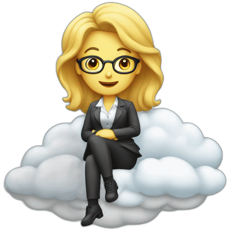 secretary sitting on top of the cloud emoji