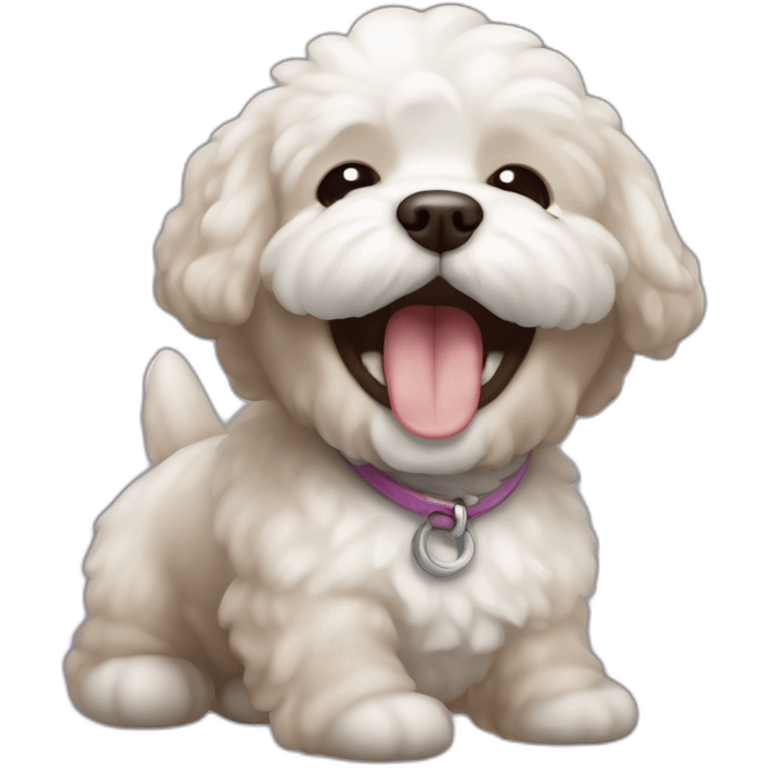 dog bichon light brown laughing emoji