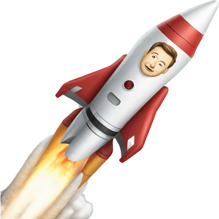 Elon Musk riding a rocket emoji