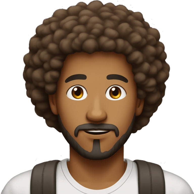 I need an emoji of me. One men in 24 years old, long afro, brown eyes, goatee beard without moustache  and skin light brown emoji