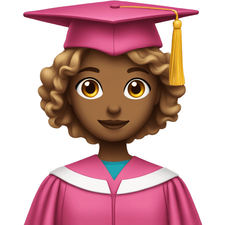 Girl wearing pink graduation gown emoji