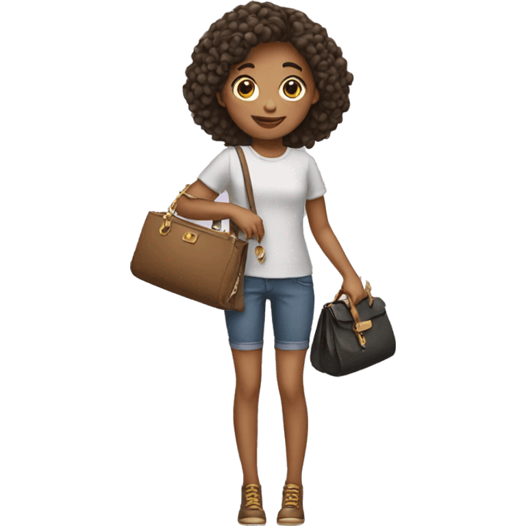 girl with purse in her hand pays emoji