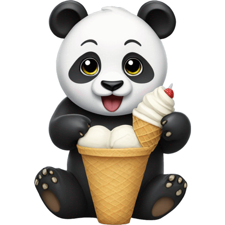 Panda eating ice cream emoji