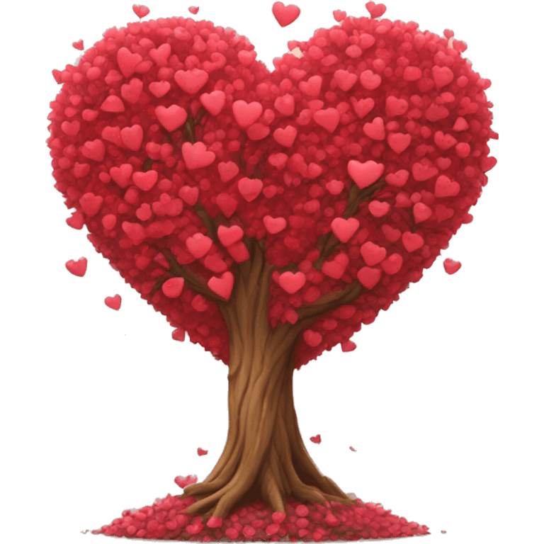 Heart shaped tree + hearts emoji