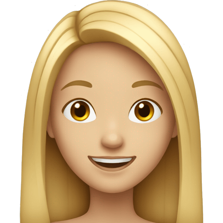 smiling girl with blonde straight long hair emoji