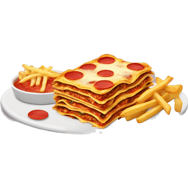 Lasagna with pizza and french fries emoji