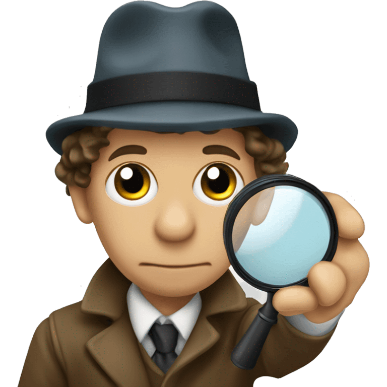 Sherlock holmes in deer stalker hat looking through magnifying glass emoji