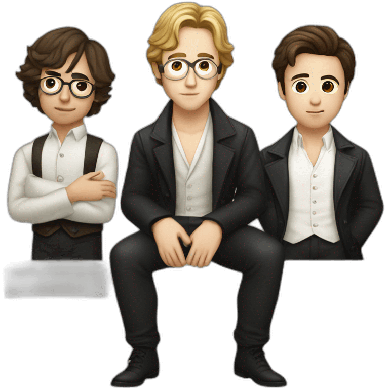 Young Beethoven, Asian John Lennon and German Ryan Gosling forming a boyband emoji