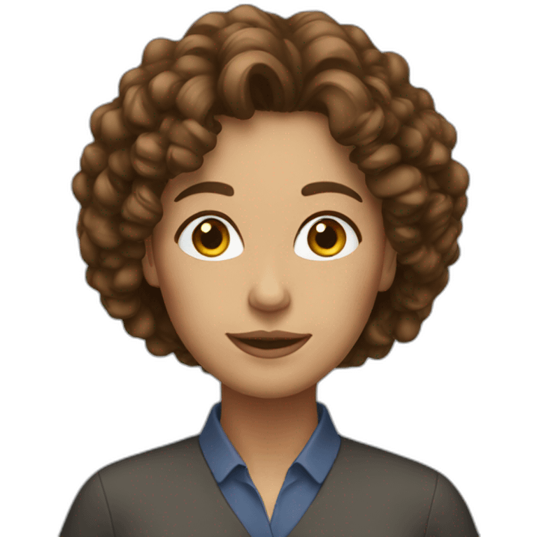 Woman, brown curly hair teacher emoji