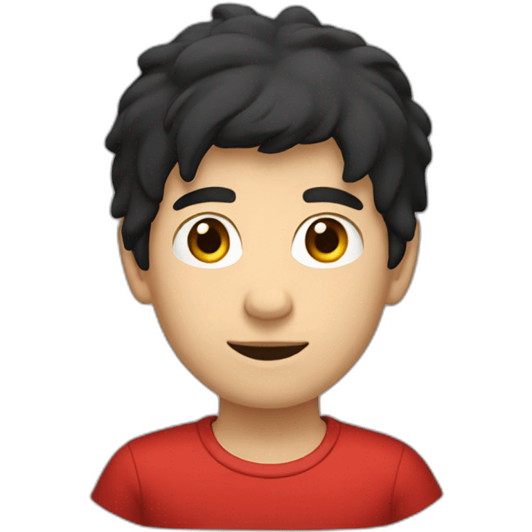 young white man with black hair wearing red tshirt emoji