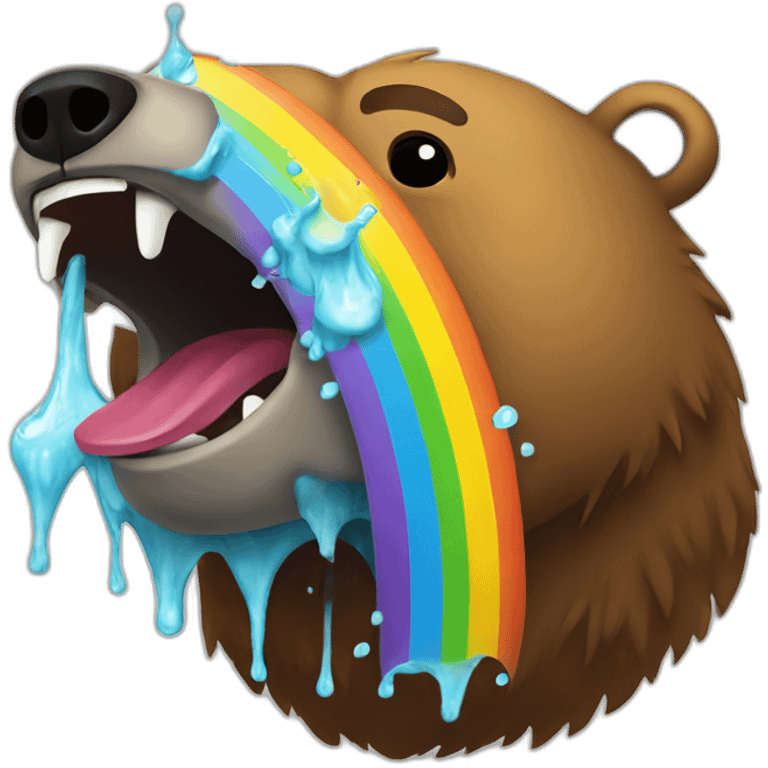 Grizzly head puking a rainbow emoji