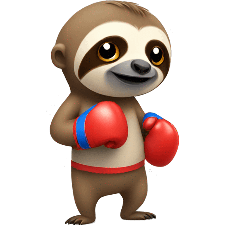 Cute Sloth wearing boxing gloves emoji