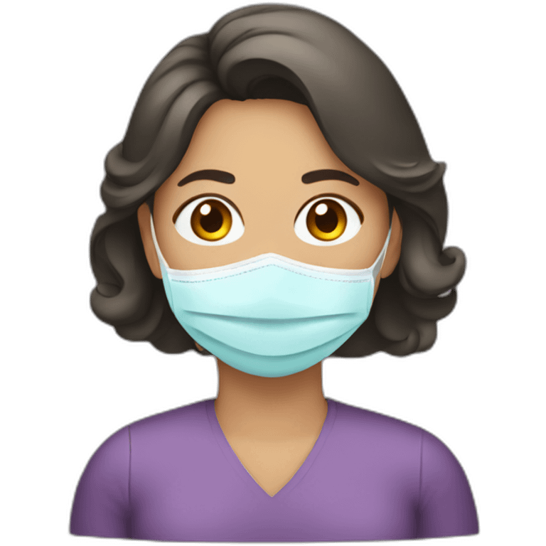 Mujer con mascarilla emoji