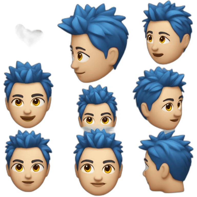 Middle-aged fat lesbian Chilean very short spiky bright blue hair emoji