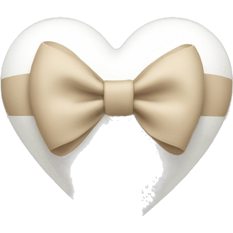 White heart with beige bow emoji