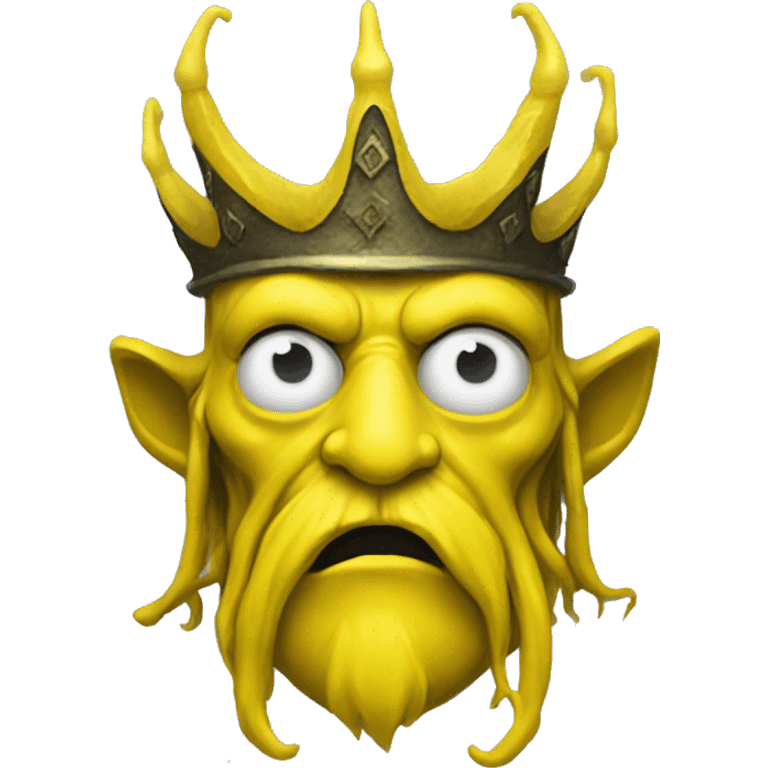 Hastur, King in Yellow, wearing a crown with antlers and a pallid mask emoji