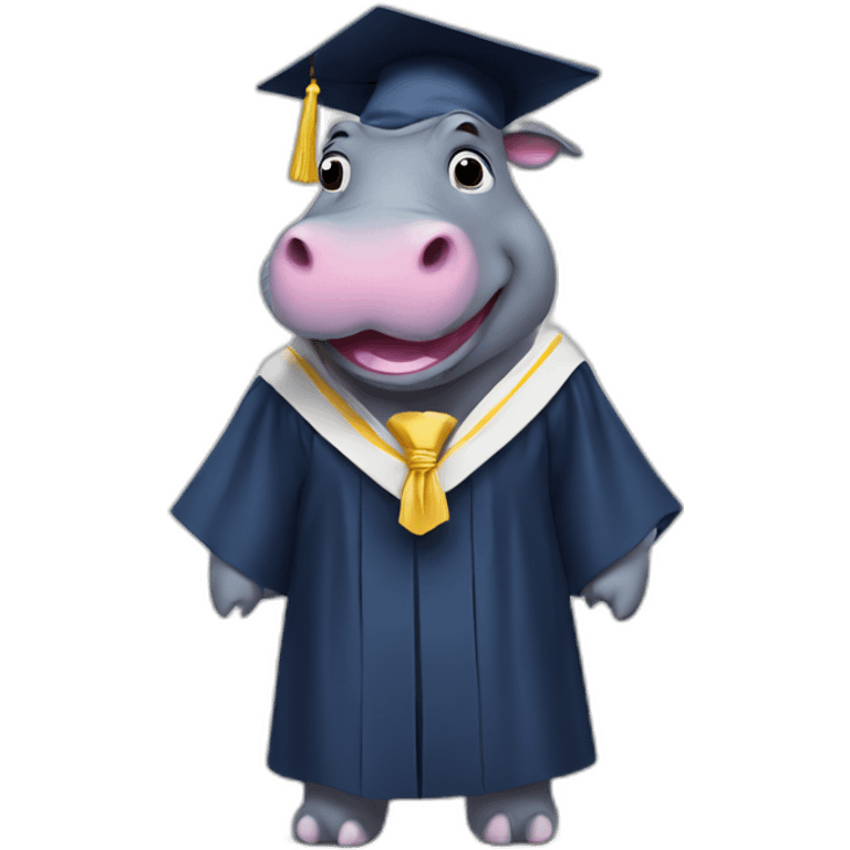 Graduating hippo emoji